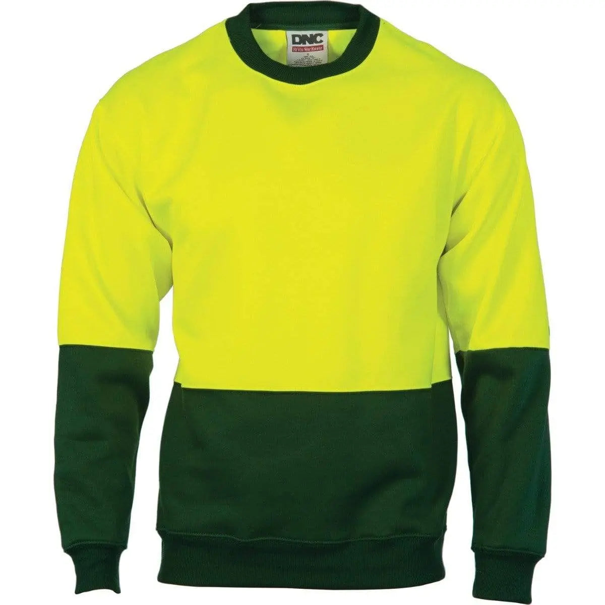 Dnc Workwear Hi-vis Two-tone Fleecy Crew-neck Sweatshirt (Sloppy Joe) - 3821 Metro Workwear.